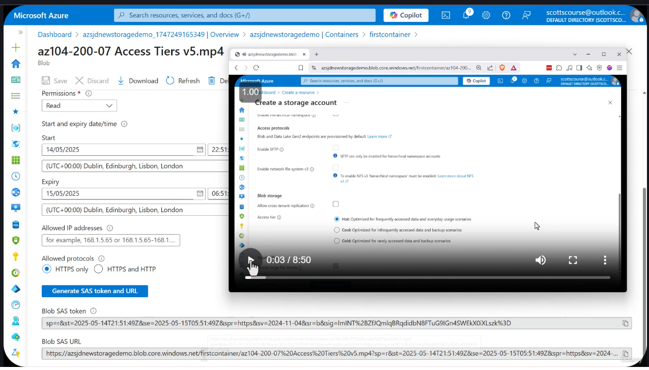 SAS permissions configuration