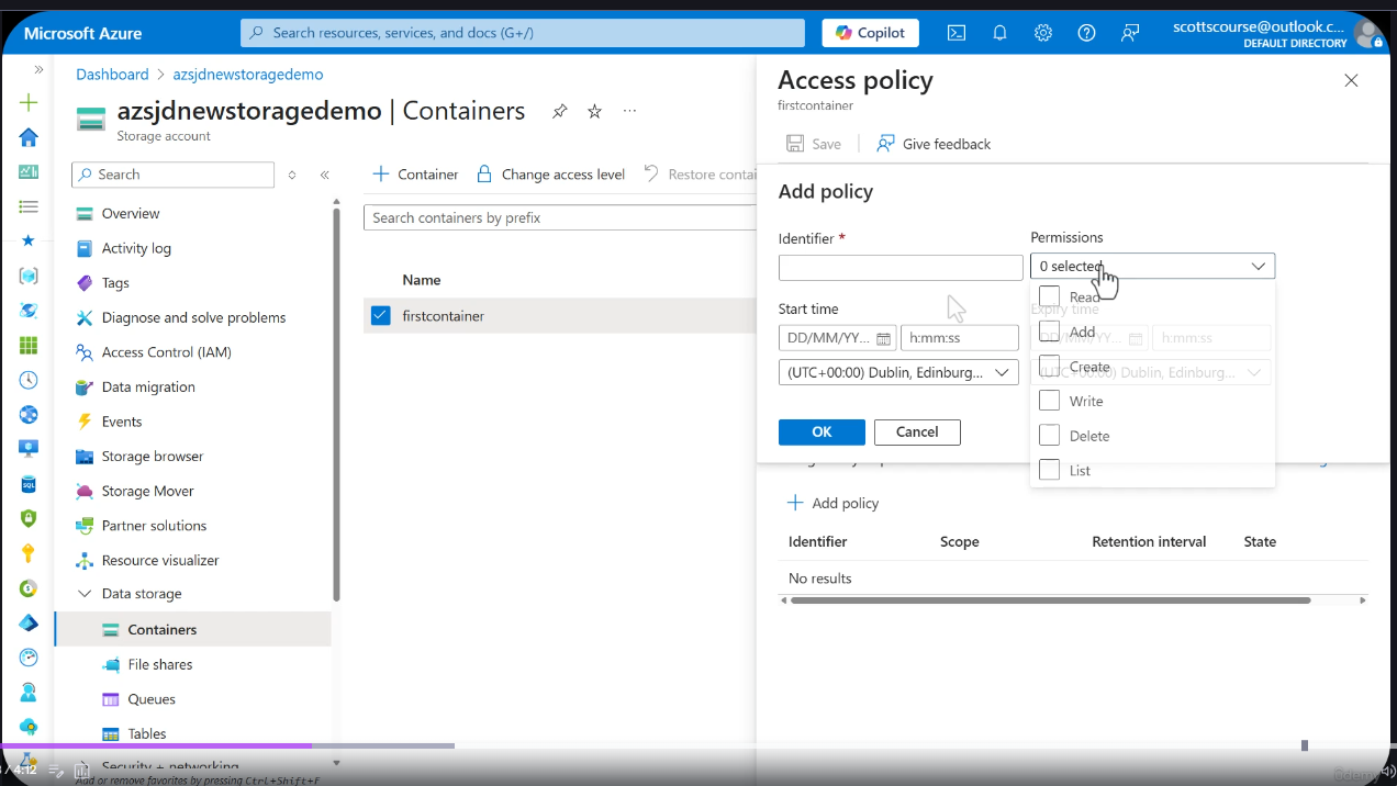 Container access policy management