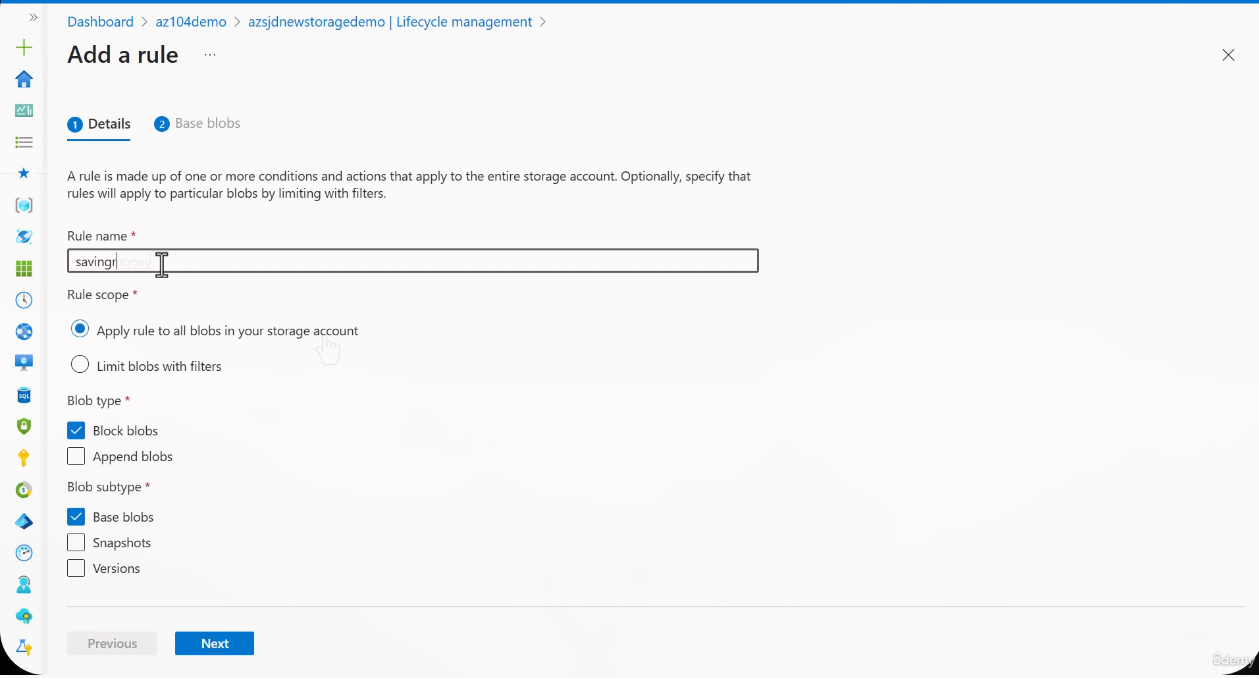 Lifecycle rule creation