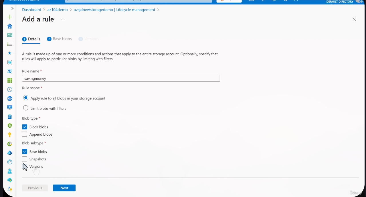Base blobs configuration